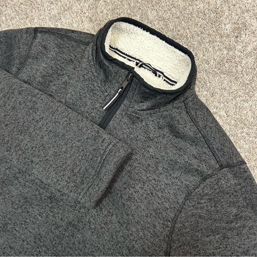 Orvis Sherpa Lined Quarter Zip Sweater Men’s Large Gray 1/4 Zip Fleece Pullover